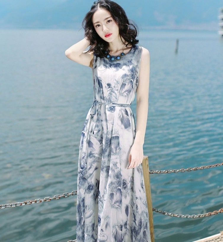 ワンピース デート ロング丈 半袖 シフォン リゾート フラワー 可愛い きれいめ 上品 おしゃれ かっこいい 可愛い ラブリー キュート ガーリー クール モード系 セクシー エレガント