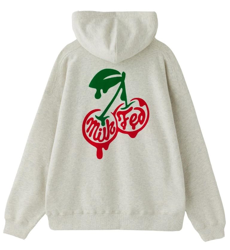 [ミルクフェド] フード付きトレーナー MELTY CHERRY SWEAT HOODIE レディース OATMEAL