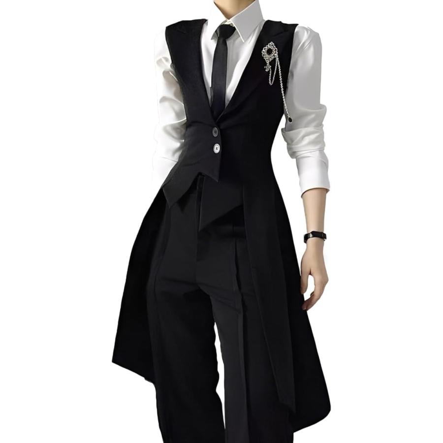 執事 コスプレ衣装 メンズ 4点セット コスチューム 燕尾服ベスト ズボン ネクタイ 紳士 演出服 学園祭 文化祭 ハロウイン 学ラン コスプレ 軍服