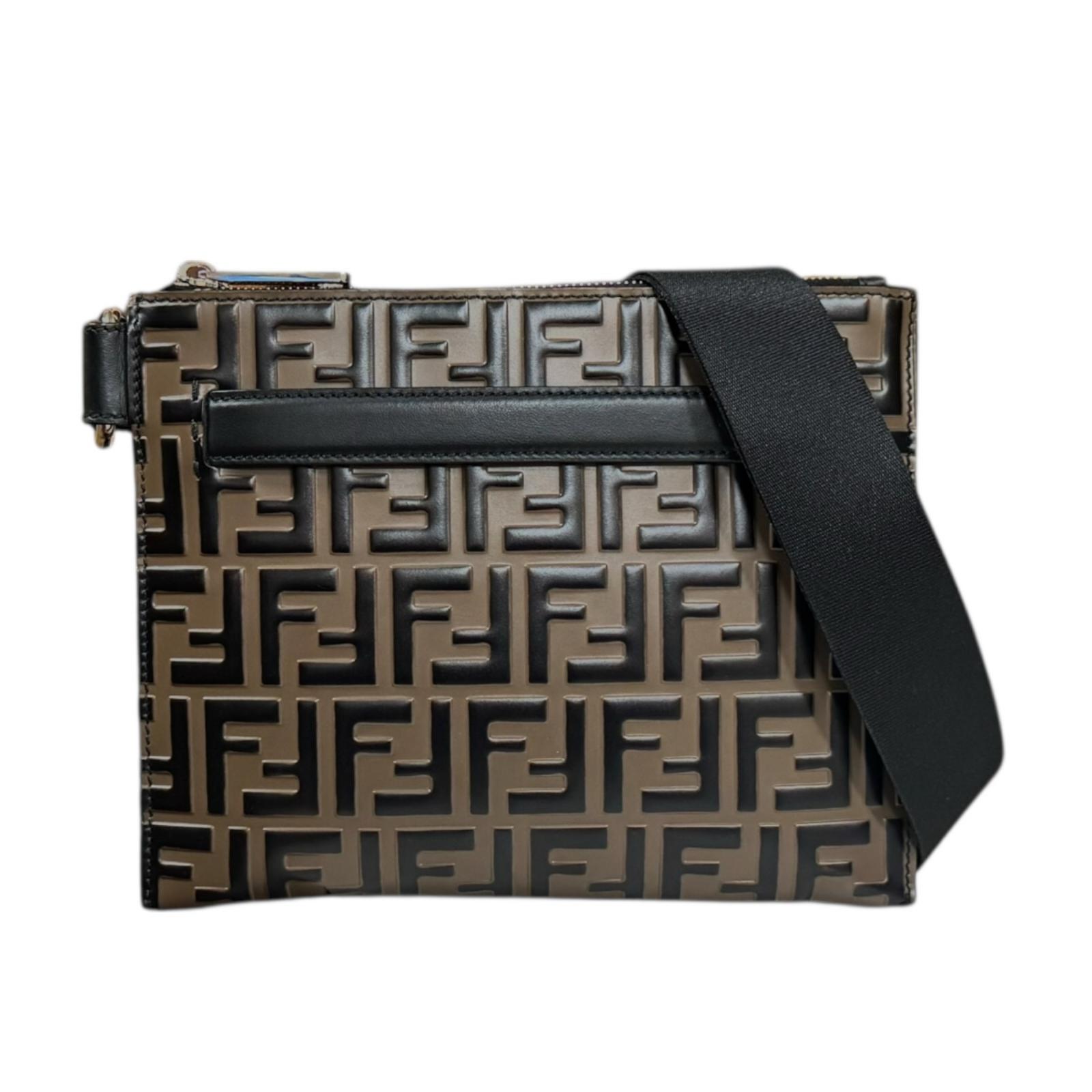 フェンディ ズッカ ショルダーバッグ レザー 7VA437 ブラウン FENDI 中古