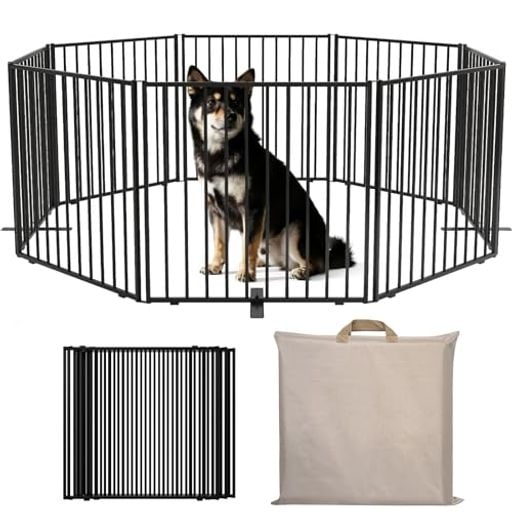 U-YocanPet ペットサークル 折りたたみ 小型 犬 サークル ペットゲート 置くだけ ペットフェンス スチール製 犬ゲージ 収納バッグ付き キャンプ用 室内外兼用 持ち運び便利 高さ50cm×