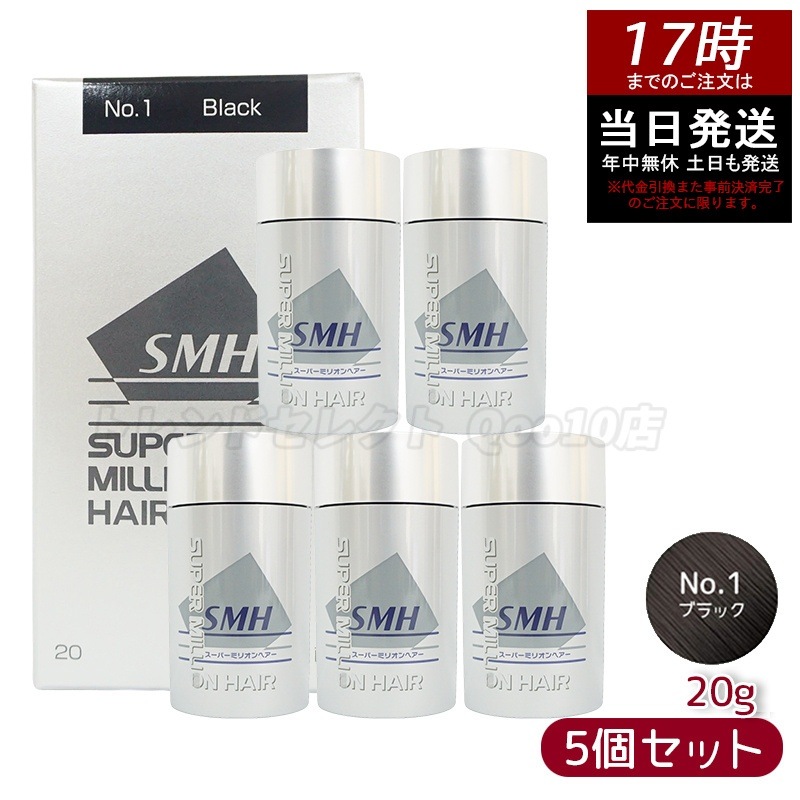 【5個セット】ルアン スーパーミリオンヘアー 20g No.1 ブラック 髪 頭 薄毛隠し 薄毛 分け目 つむじ ボリューム 男性 女性 白髪かくし
