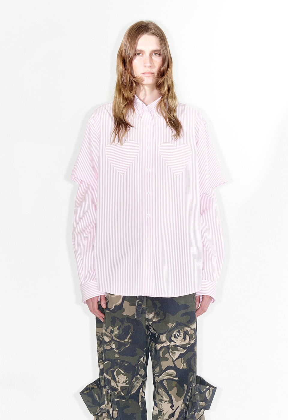 【OPEN Yy】 SLEEVE PROTECTOR SHIRT : PINK