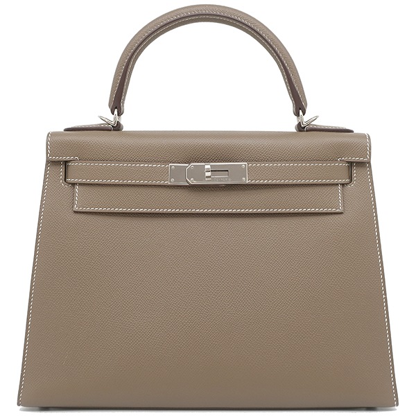 エルメス HERMES 2WAYバッグ ケリー28 外縫い ヴォーエプソン エトゥープ シルバー金具 グレージュ C刻印 【箱】【中古】 912,065円