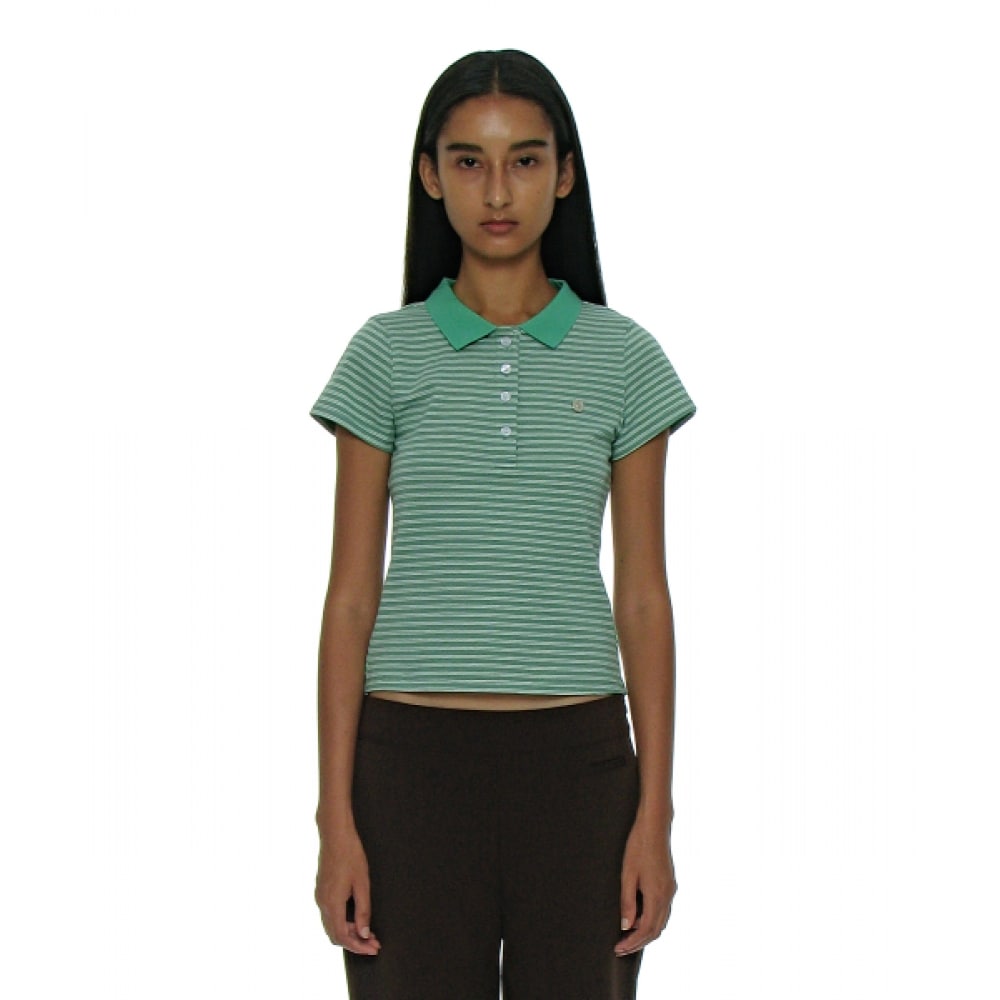PARTIMENTO レディースフィットストライプピケットグリーン