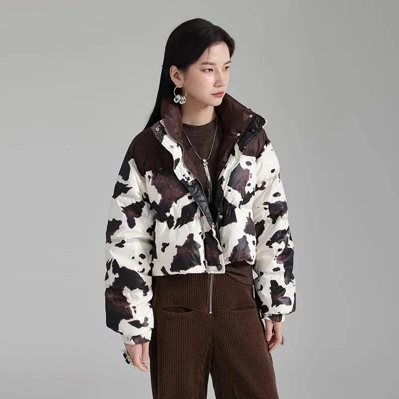 【J.Fashion】 ダウンジャケット 小柄 ヒョウ柄 ミルク ダウンコート レディース コート30%までに制限