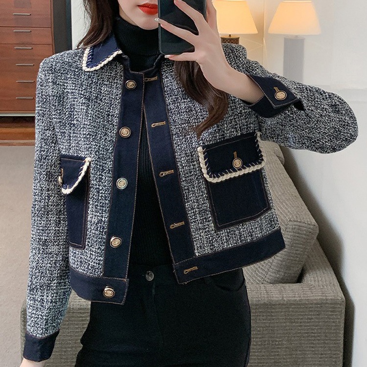 パイピング ツイードデニムジャケット エレガント カジュアル OHCA0168