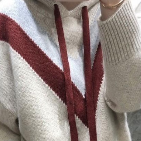 ニット セーター シンプル トップス パーカー フーディー ホワイト 白 ネイビー 紺 レッド 赤