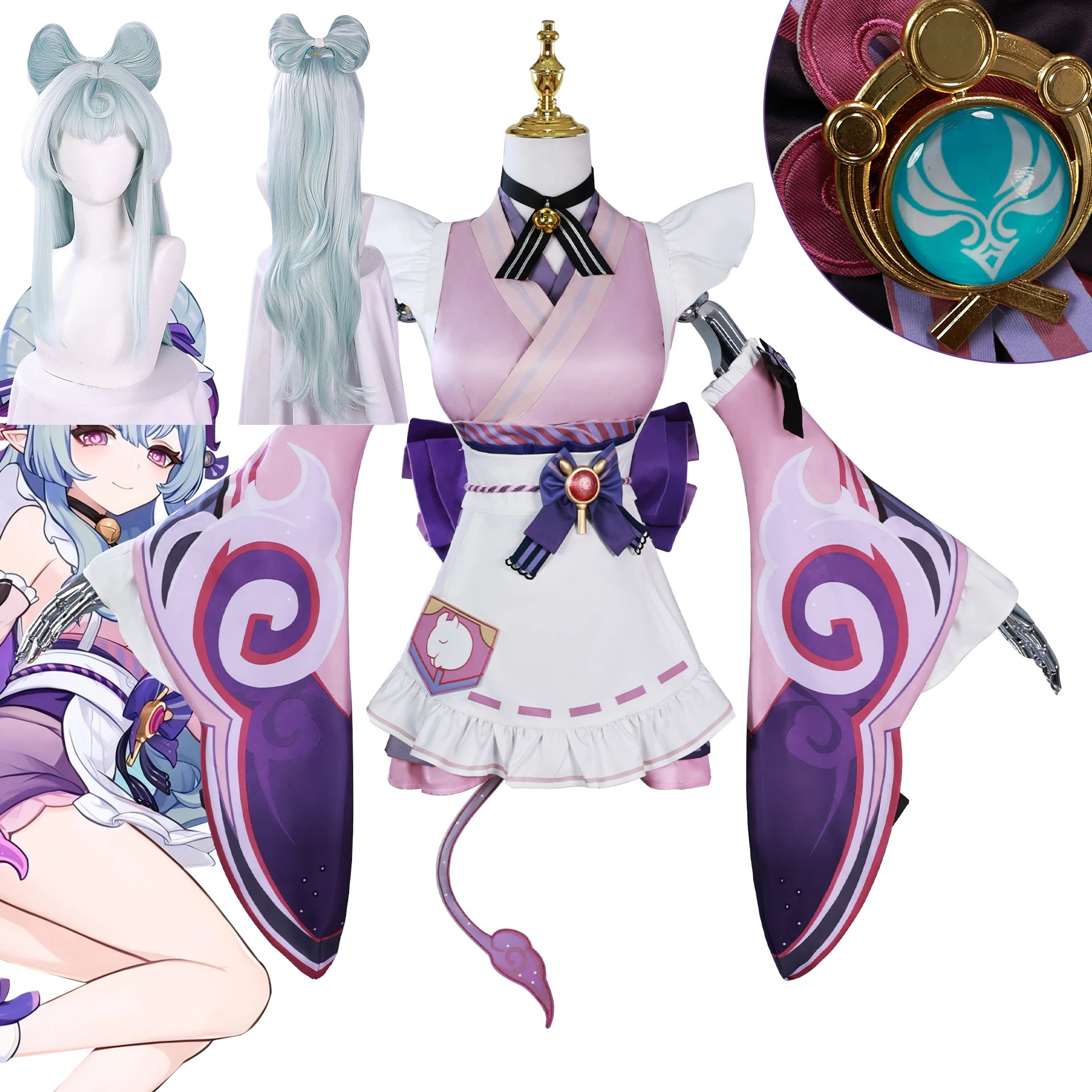 原神 夢見月瑞希 稲妻 風元素 コスプレ衣装　可愛い　ウィッグ追加　舞台 演劇オペラ イベント 学園祭 ハロウィン衣装 カラオケ 大会 キラキラ