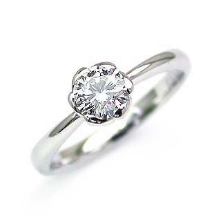 フラワー AneCan掲載 (Brand アニーベル) Pt ダイヤモンドデザインリング（婚約指輪エンゲージリング） ソリティア 一粒 楽ギフ_包装02P26Mar16