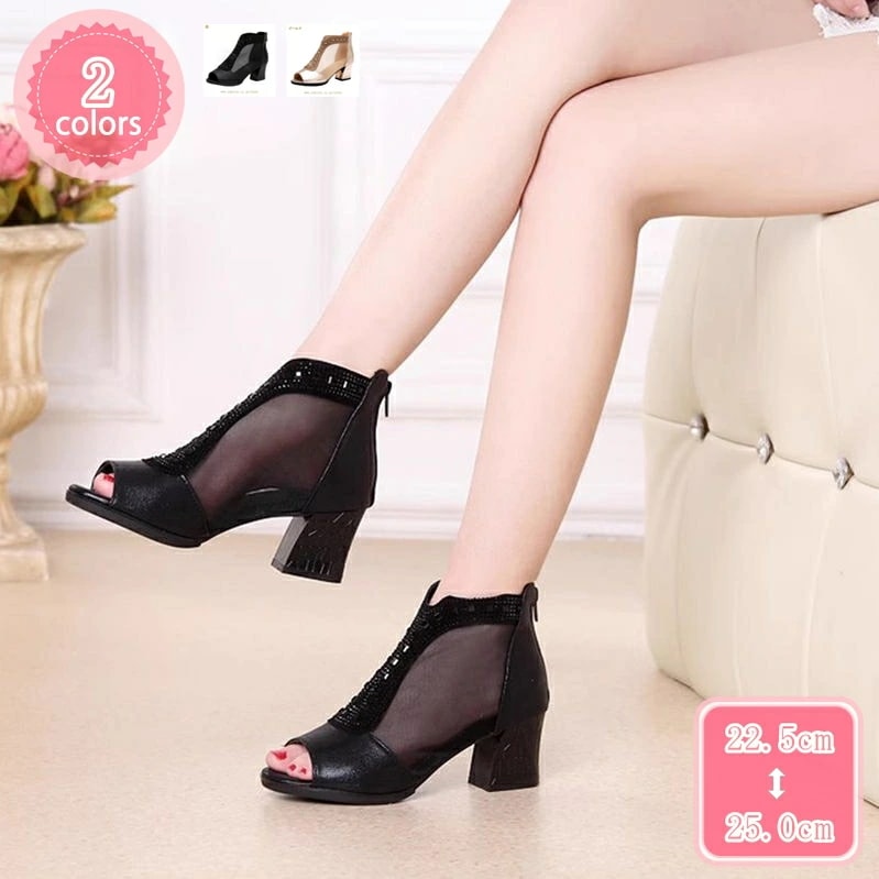 1000円OFFクーポン ブーツサンダル レディース サンダル 大きいサイズ パンプス 太ヒール 6センチ ヒール オシャレ サマーブーツ カジュアル グラディエーター 夏 春 通気 日常履き 美脚