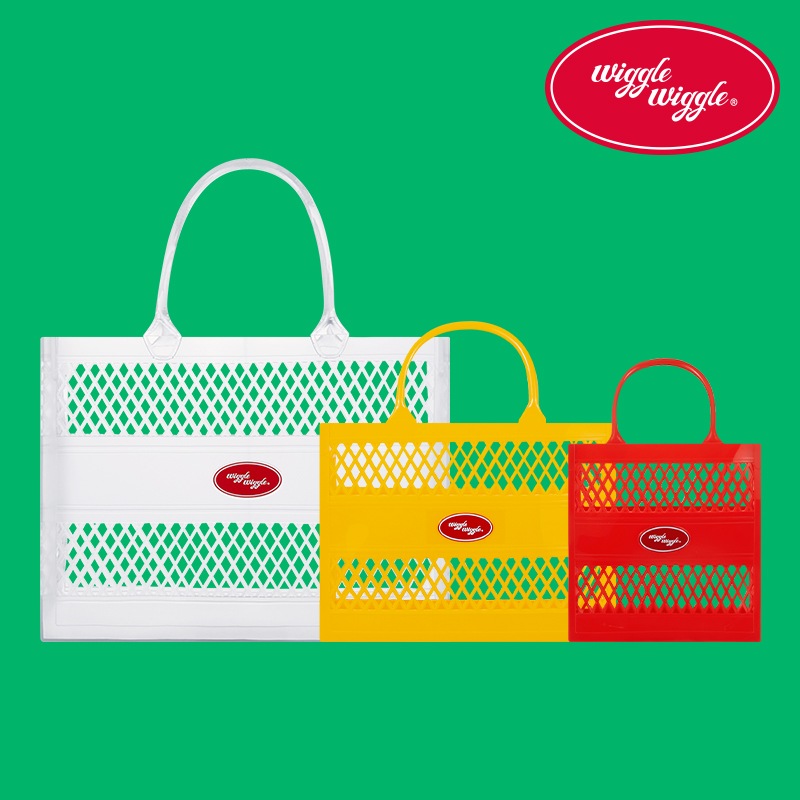 [選択1] wiggle wiggle PVCバッグ 韓国雑貨 レトロプラスチックバッグ バスケットバッグ メッシュバッグ