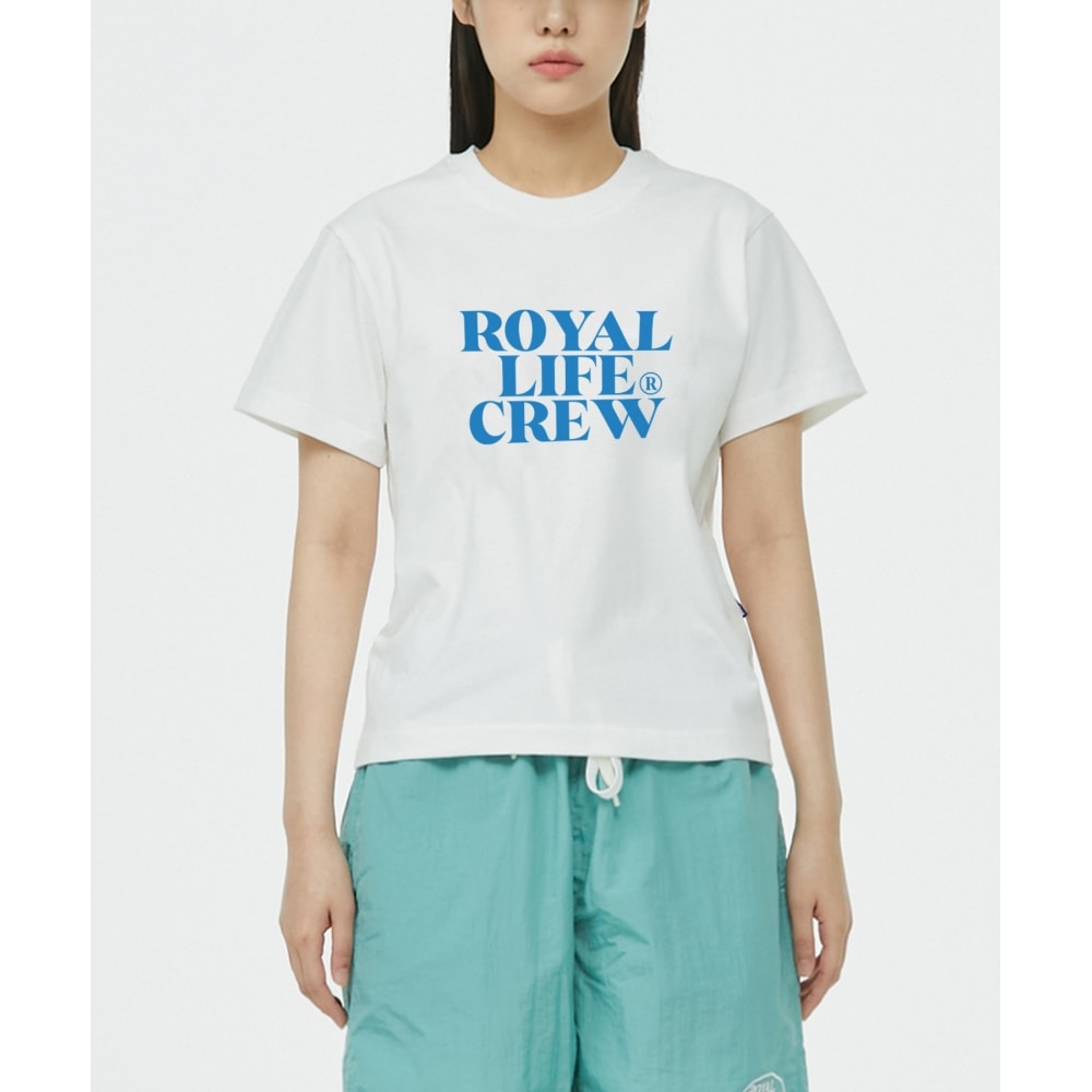 ROYALLIFE RLS2201クルーロゴスタンダードフィット半袖Tシャツ - ホワイト