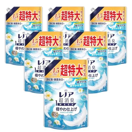 レノア 超消臭1WEEK 柔軟剤 極やわ仕上げ ふんわりシャボンの香り 詰め替え 1380mL×6袋 [ケース品]