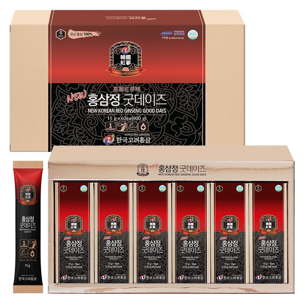 【韓国高麗人参】 ニューホンサムジョン グッドデイズ 6年根 紅参 15g X 60包
