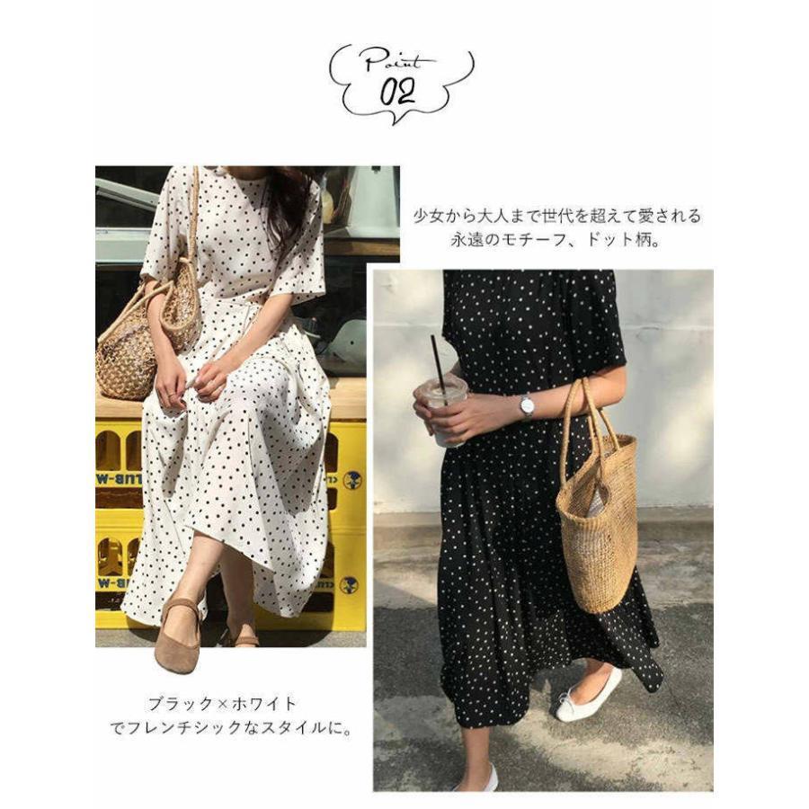 ワンピース 半袖 きれいめ ドット柄 ワンピース レディース 夏 きれいめ ミモレ丈 カジュアル オフィス 大人 可愛い 薄手 体型カバー
