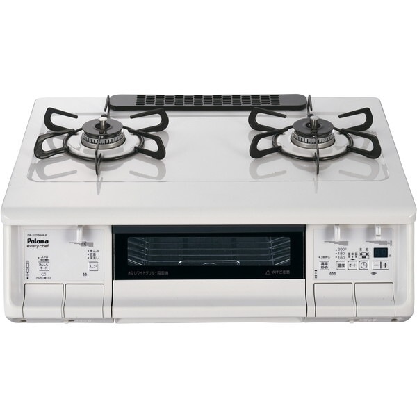 ガスコンロ プロパンガス 左強火力 2口 PA-380WHA-L-LP ナチュラルホワイト everychef エブリシェフ
