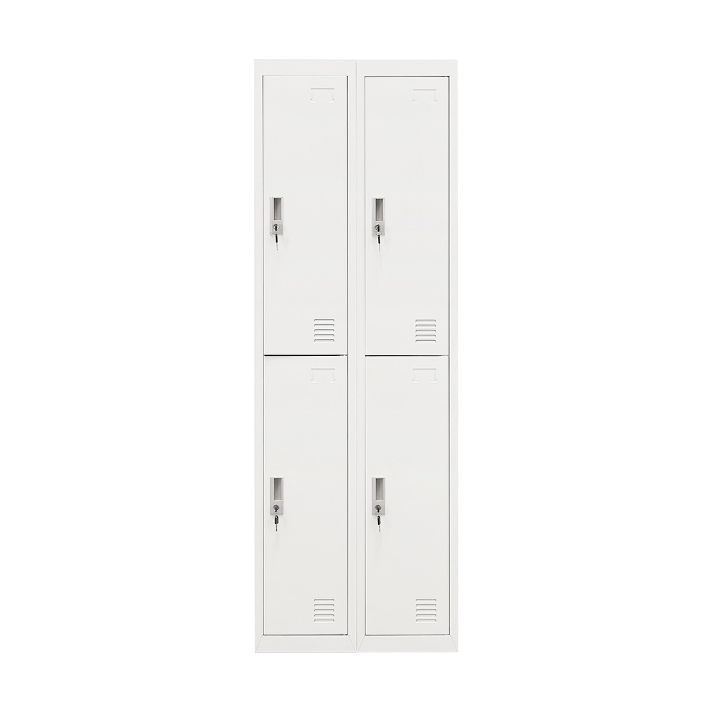 ロッカー スチールロッカー オフィスロッカー 脚付き 4人用 ホワイト 鍵付き シリンダー錠 スペアキー付