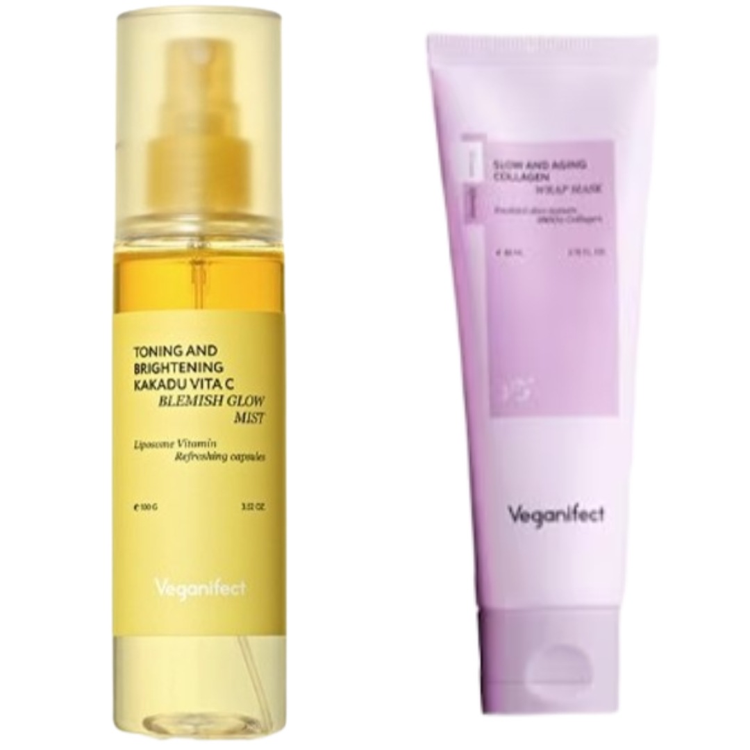 ビタCくすみミックスアンプル + 塗るマスクパック 低分子コラーゲンラップマスク