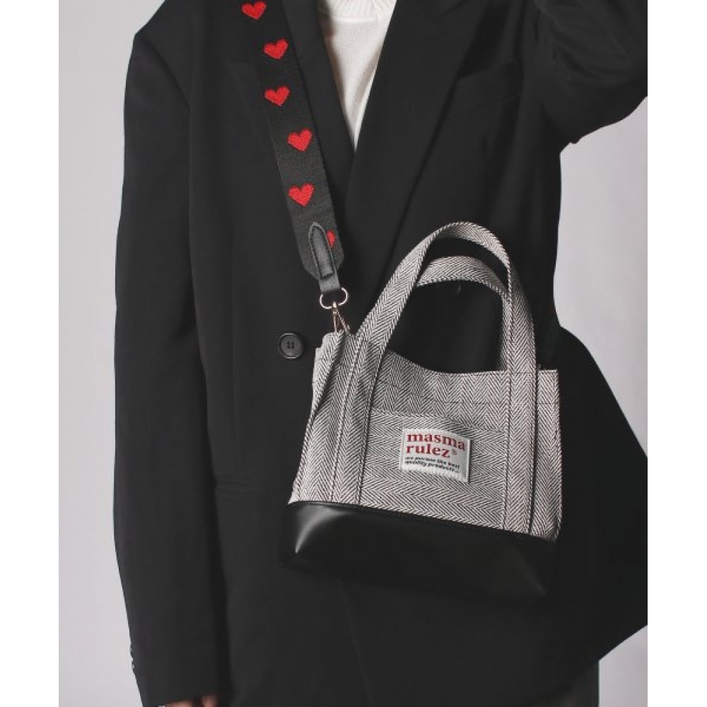 マスマルーレスミニバッグヘリンボーン _ ブラック