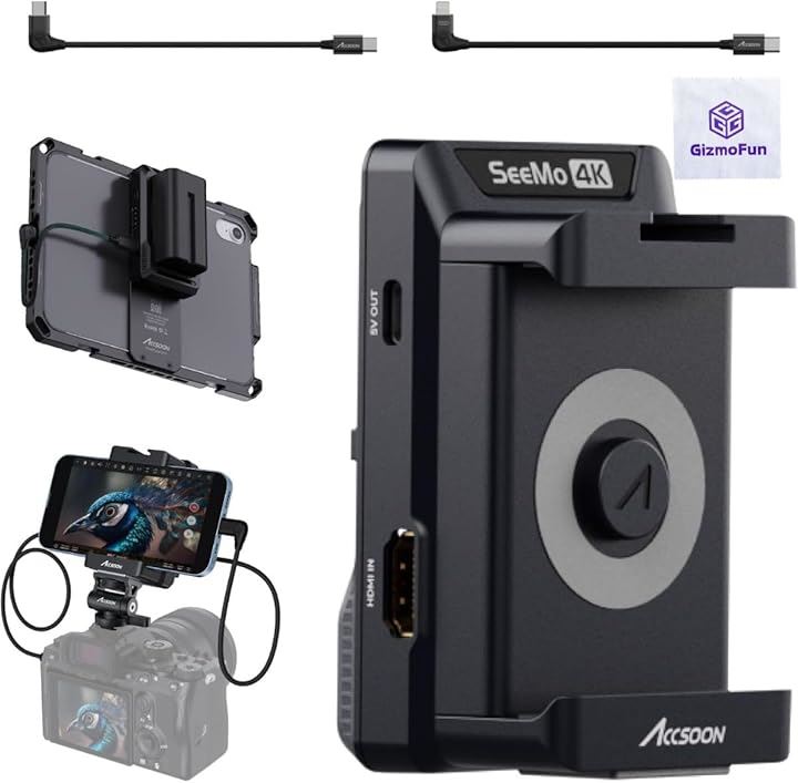 日本語マニュアル付 SeeMo 4K ビデオカメラの映像を iPhone iPad で表示できる 画像 伝送 コネクタ HDMI 30FPS / 1080p 60FPS(ブラック)