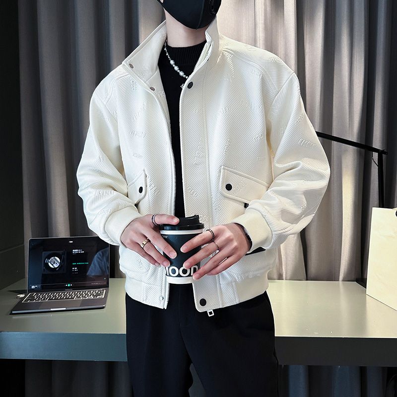 【急速出荷!】トレンチコート 韓国ファッション おしゃれ 百掛け 感 ジャンバー ニッチデザイン 質感 気質 ベースボールジャージ 流行り メンズ トップス ジャケット福袋