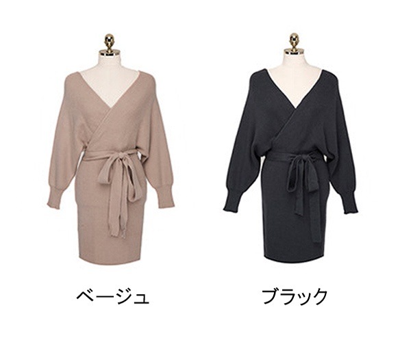 スカートロングスカート韓国風 20代 ワンピース 秋 ベージュ ブラック ニットワンピース デート服 セクシー タイト ミニ丈 30代 S/M/L きれいめ 40代 冬 ニットワンピ Vネック レディ