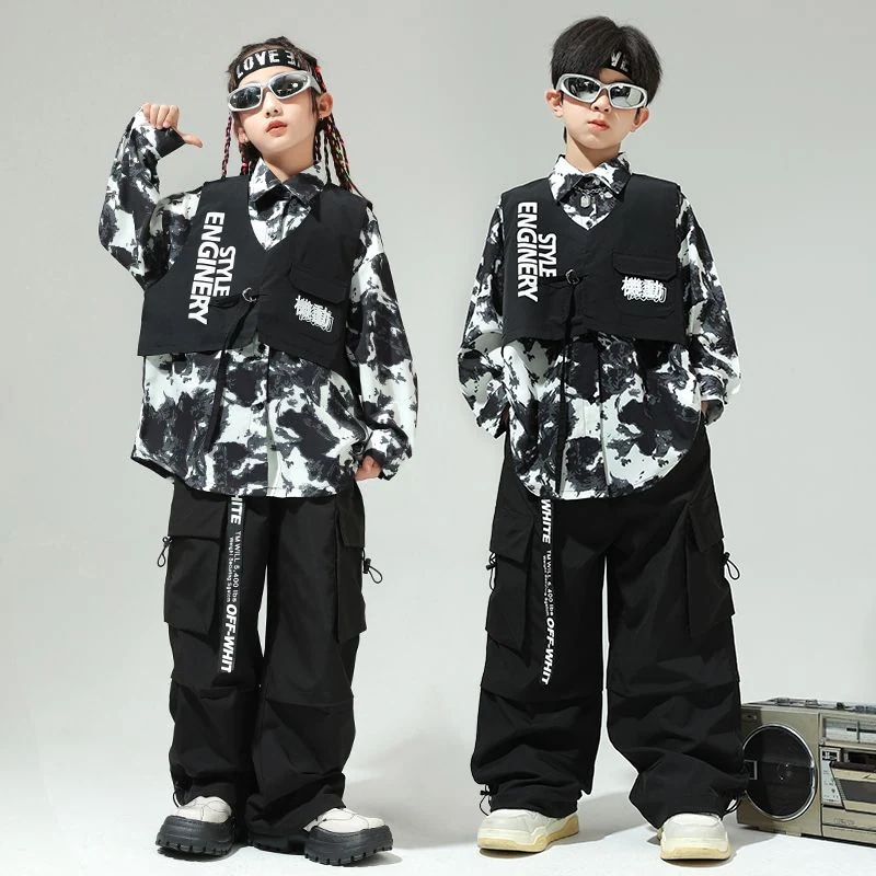子供の街のダンスのファッション服の女の子のジャズダンスの子供の男の子のヒップホップの服装のスーツの格好がかっこいいです