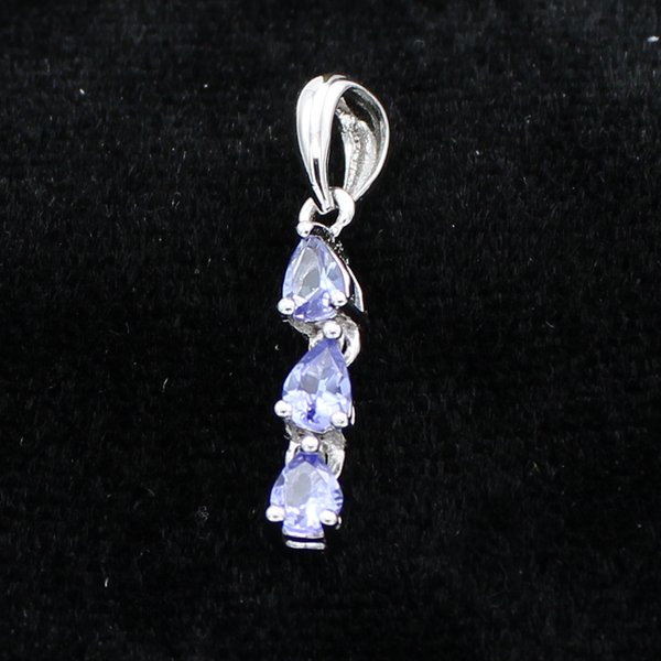 天然石 タンザナイト ドロップカット3連ペンダントトップ タンザニア産 3mm Silver925