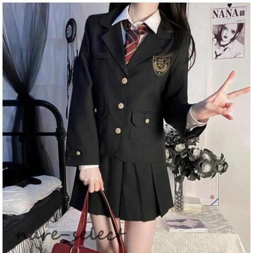[本日の上新]卒業式 スーツ 女の子 卒服 韓国 高校生 制服 黒 入学式 スーツ 中 服 小 可愛い フォーマルスーツ 大きいサイズ 黒 中高生 女子 4点セット ジャケ損売り