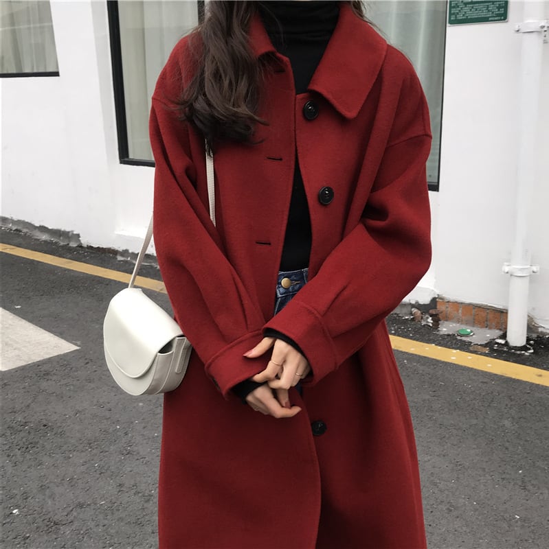 レディース ステンカラーコート 美シルエット ロング丈 ダッフルコート ルーズシルエット 韓国 インスタ映え 高見え 可愛い かわいい かっこいい カジュアル 大人 上品 クラシック lout0417