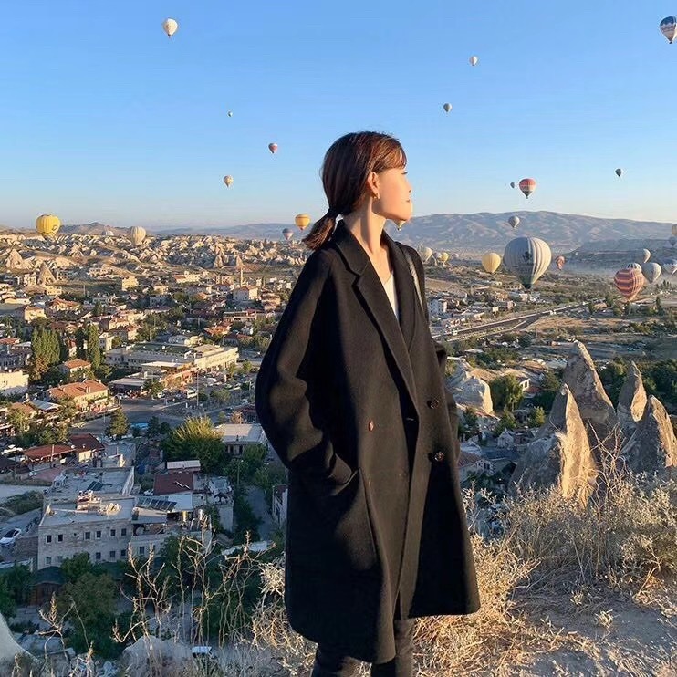 ミドル丈カシミアダブルフェイスウールコート韓国風ダブルフェイスウールコート