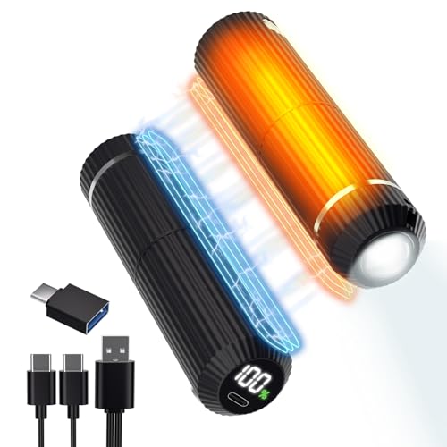 【5階段温度調節】充電式カイロ 360全面発熱 3秒急速発熱 電気カイロ LCDディスプレイ バッテリー残量表示 12000mAh大容量 长時間連続発熱可能 1台3役 電子カイロ モバイルバッテリー