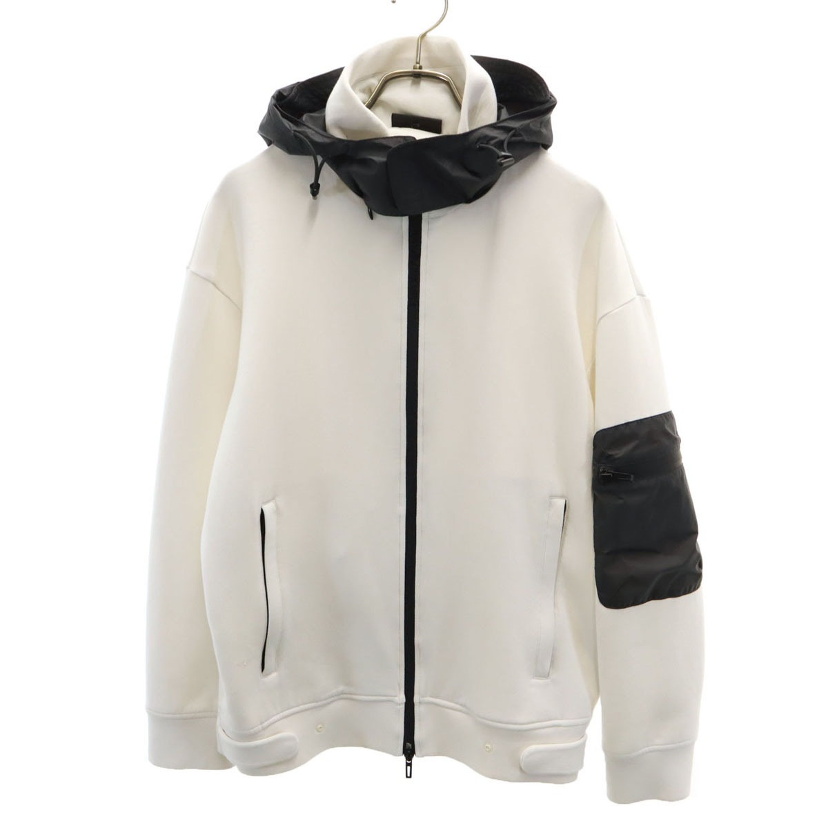 長袖 パーカー XS ホワイト系 スチレッチ メンズ 古着