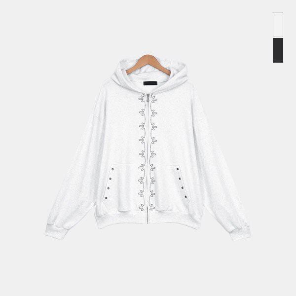 男女共用 季節の変わり目 刺繍ライン トレーニングフードジャケット SHX003