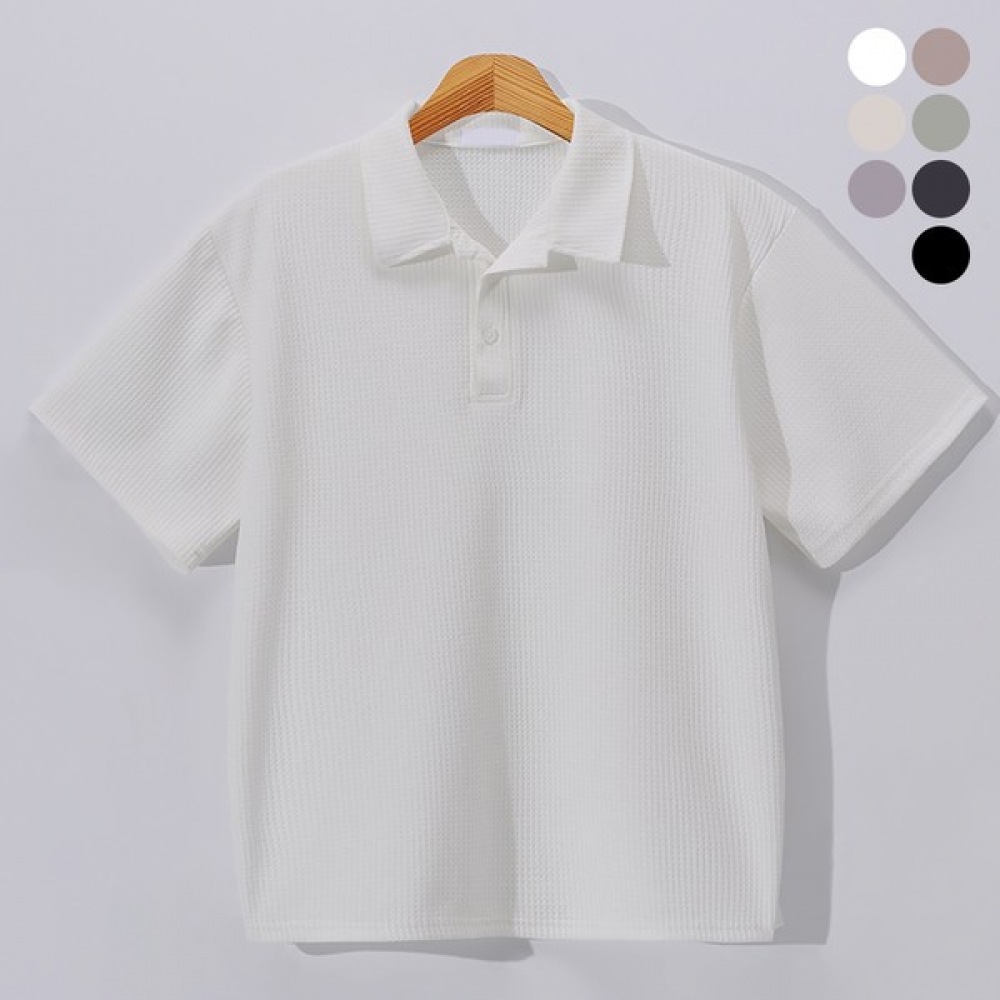 (ジュアンス) オーバーフィットワッフルスカッシュニットカラーネック半袖Tシャツ DRCT5850