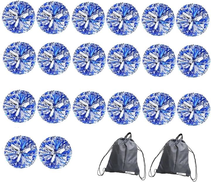 ポンポン チア キッズ ダンス(ブルー+シルバー20個)