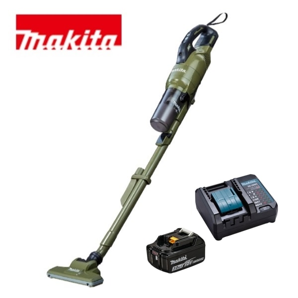 当店だけ！バッテリー充電器も1年保証! マキタ コードレス掃除機 18V サイクロン一体式 オリーブ CL286FDZO + バッテリー BL1830B + コンパクト充電器DC18WC