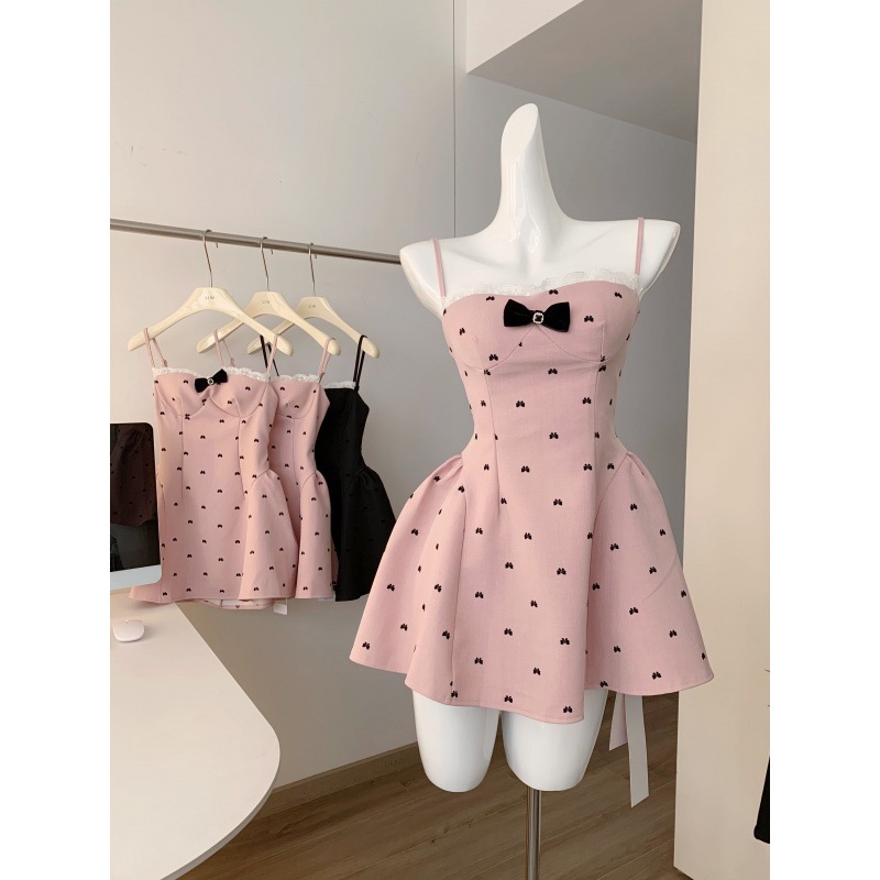 【急速出荷】送.料.無.料.ピンクの胸を拭いて腰をぼさぼさにして短いキャミソールワンピース