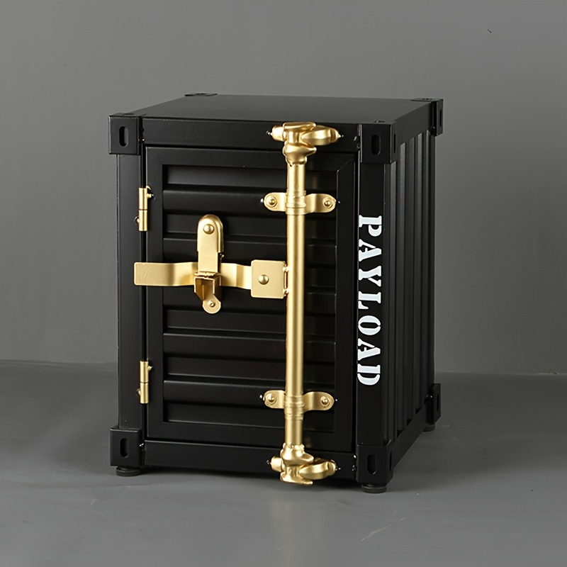 キャビネット コンテナ 工業家具 かっこいい 扉付き メタル ブラック レッド イエロー 2段 サイドテーブル コーヒーテーブル レトロ 4-7