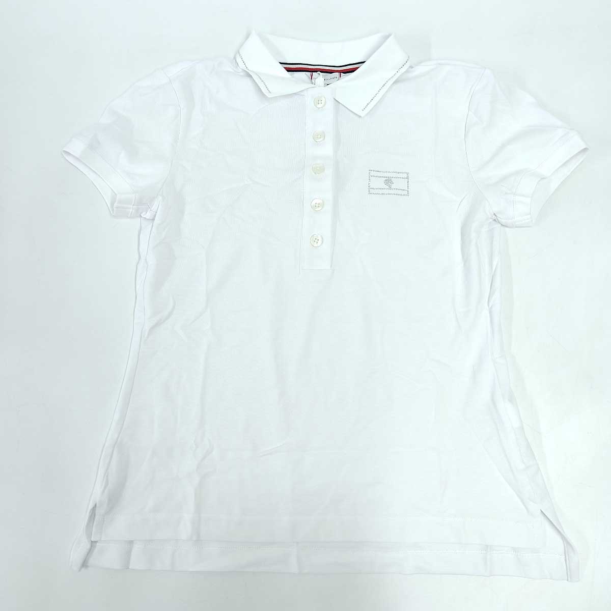 【中古未使用品】 トミーヒルフィガー ポロシャツ 半袖 Crystal embellished 14037 ホワイト TH10066 TOMMY HILFIGER 乗馬 馬術