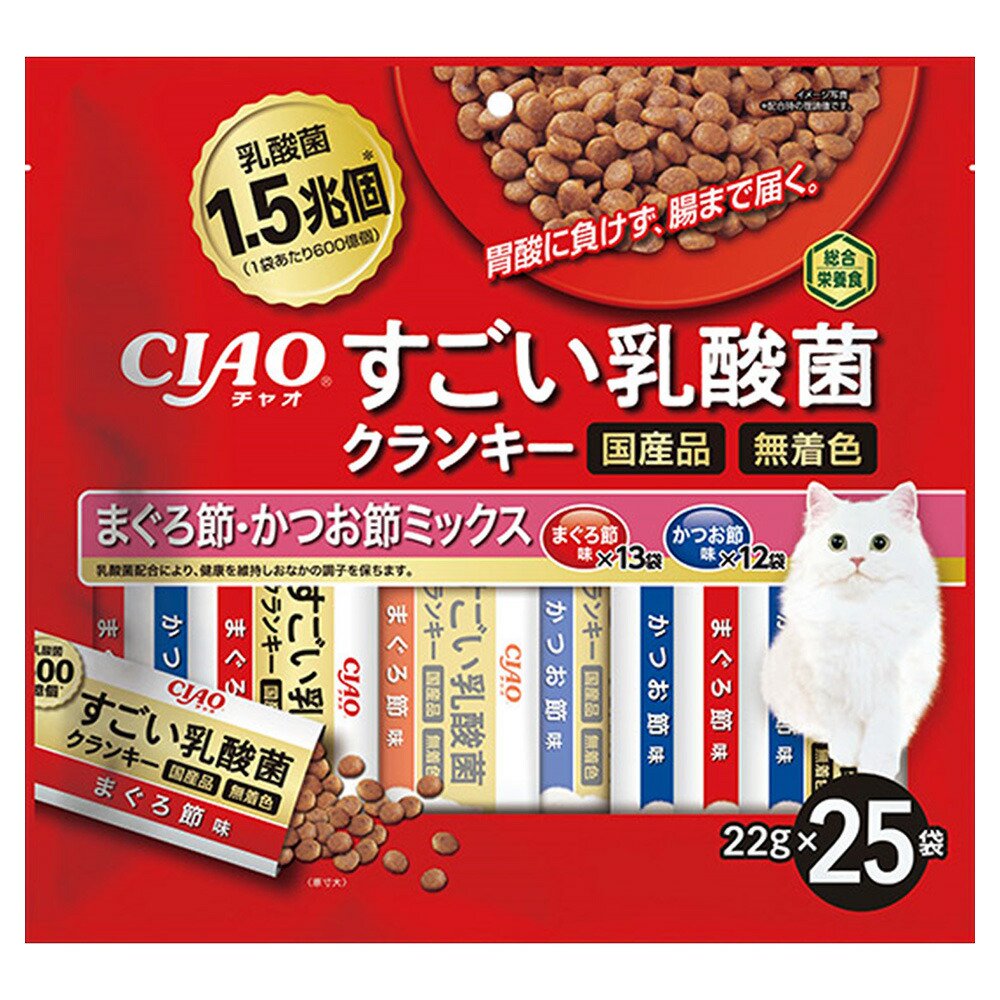 キャットフード　いなば　ＣＩＡＯ　すごい乳酸菌クランキー　まぐろ節・かつお節ミックス　２２ｇX２５袋X１２　ＣＲＣ35―25―90―10―00