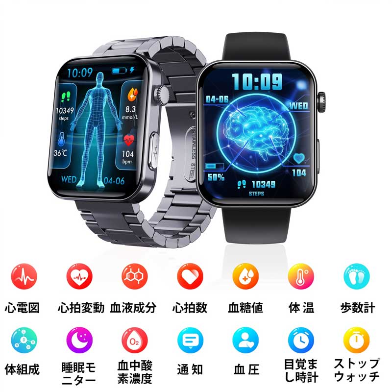 F300 スマートウォッチ【 日本語翻訳パンフレット付き】Bluetooth 通話対応・SOS 転倒警報機能搭載 歩数計・睡眠モニタリング・複数運動モード対応 メッセージ通知機能付きバンド