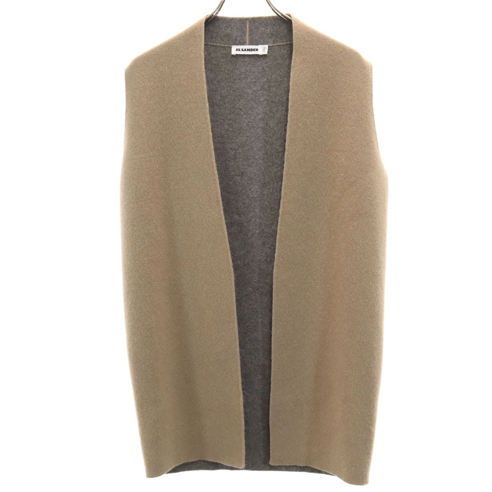 イタリア製 ロング ニットベスト 36 グレージュ レディース
