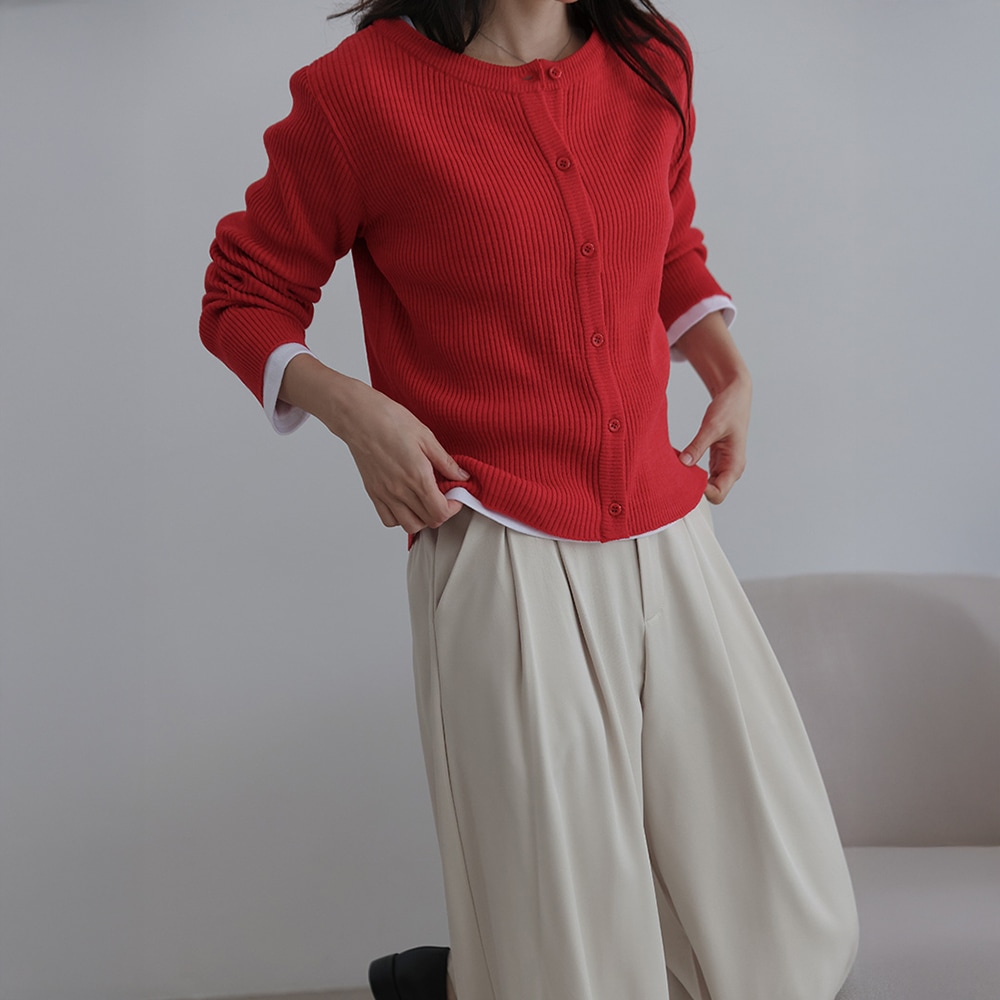 モエニンベーシックラウンドゴルジニットカーディガン