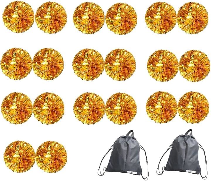 SWAANBELLE ポンポン チア ダンス チアリーダー キッズ 運動会 応援 セット(ゴールド20個)