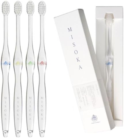 【セット商品】MISOKA 基本の歯ブラシ 4本セット ふつう毛 水で磨ける ミソカ 日本の職人が魂込めて作る逸品 手折り箱入 藍 若草 山吹 朱色 4色 歯ブラシ 各色4本SET