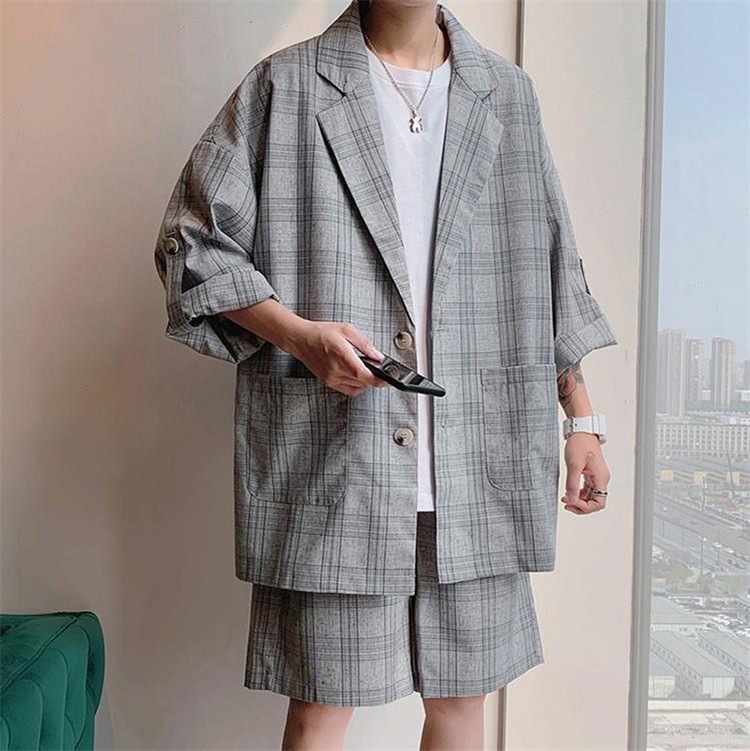 Ins トレンド 韓国バージョン メンズ スーツ 七分袖 早い者勝ちc 韓国の人気爆発 メンズウェア 半袖 ゆったりする 夏 ショーツ ハンサム マッチング セット スーツセット 驚きの値段 Vivalafocaccia Com