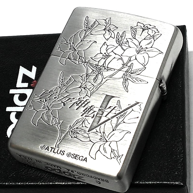 ZIPPO ライター 真女神転生V 縄印学園 制服柄 ジッポ シルバー 両面加工 ゲーム かっこいい ロゴ エッチング彫刻 銀 メンズ 花柄 おしゃれ ギフト プレゼントペルソナ 銀 メンズ