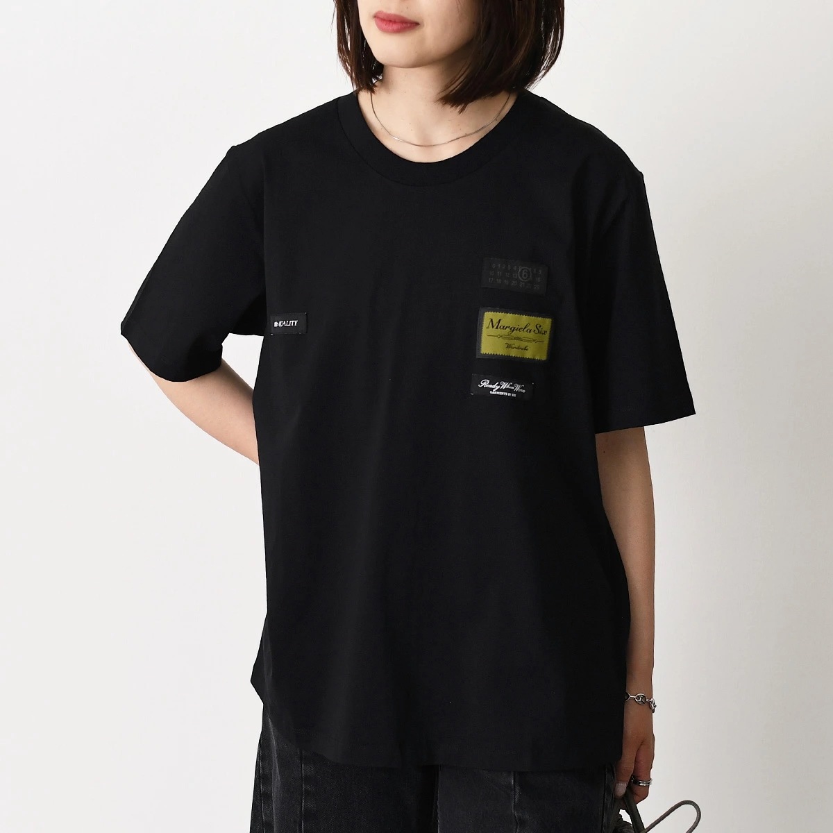 Tシャツ トップス ラベルパッチ SH0GC0069 S24311 レディース ユニセックス ブラック コットン 半袖